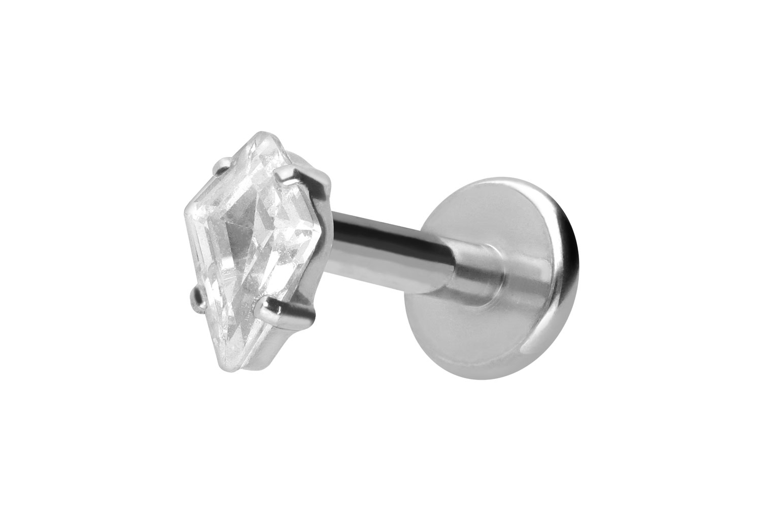 Titan Labret Piercing mit Push Fit KRISTALLRAUTE